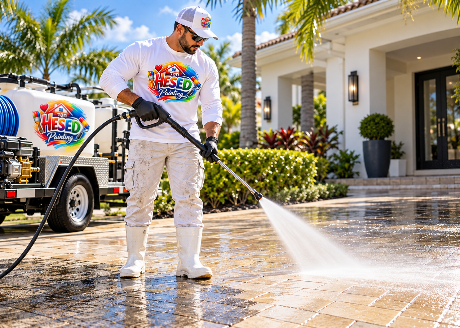 Professional pressure cleaning service for a South Florida property by Hesed Painting